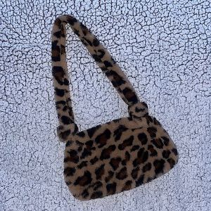 SHEIN | Y2K Fluffy Brown Leopard Print Shoulder Bag